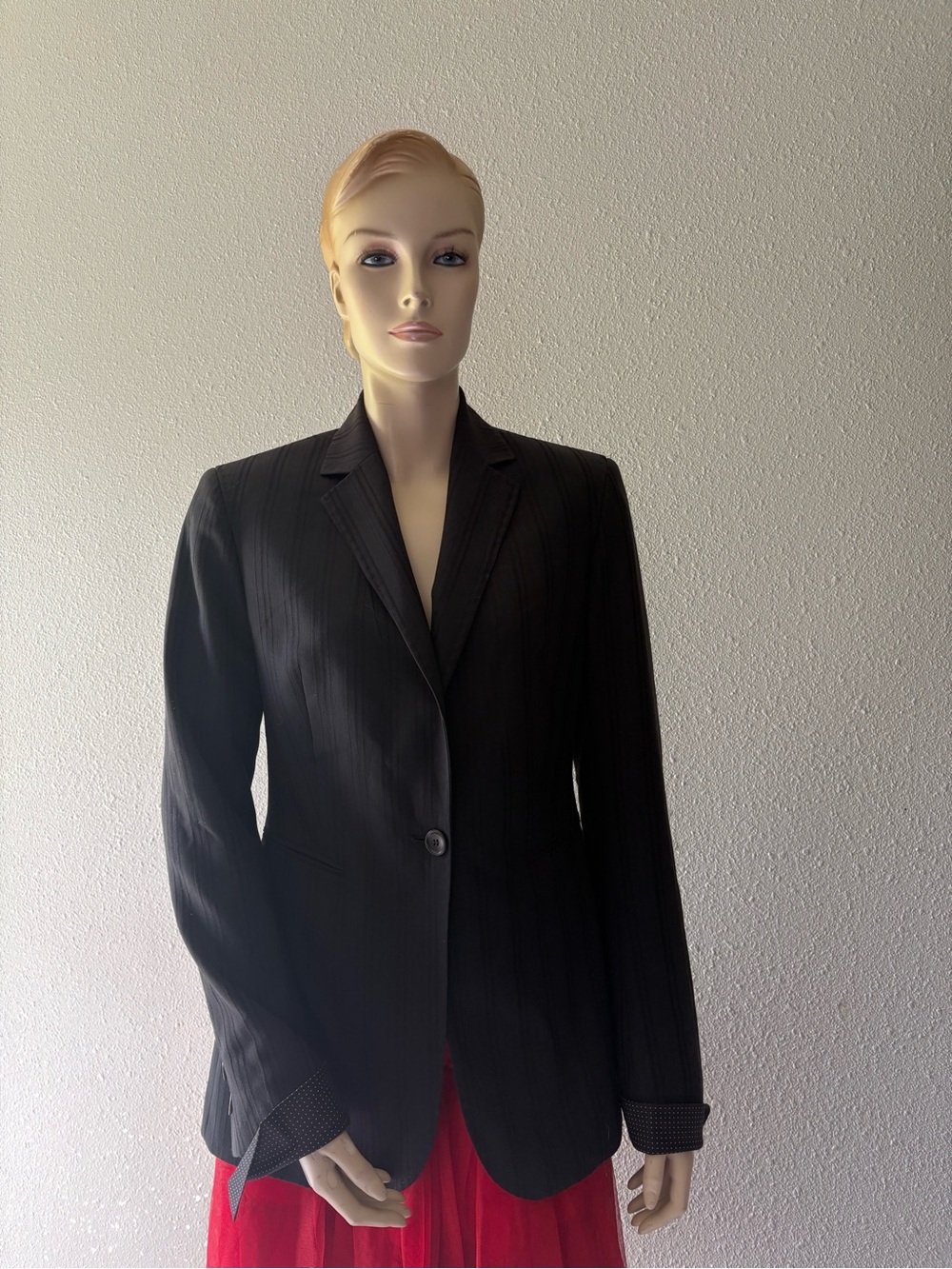 Women's Ferre Black Pinstripe Single-Button Suit Blazer